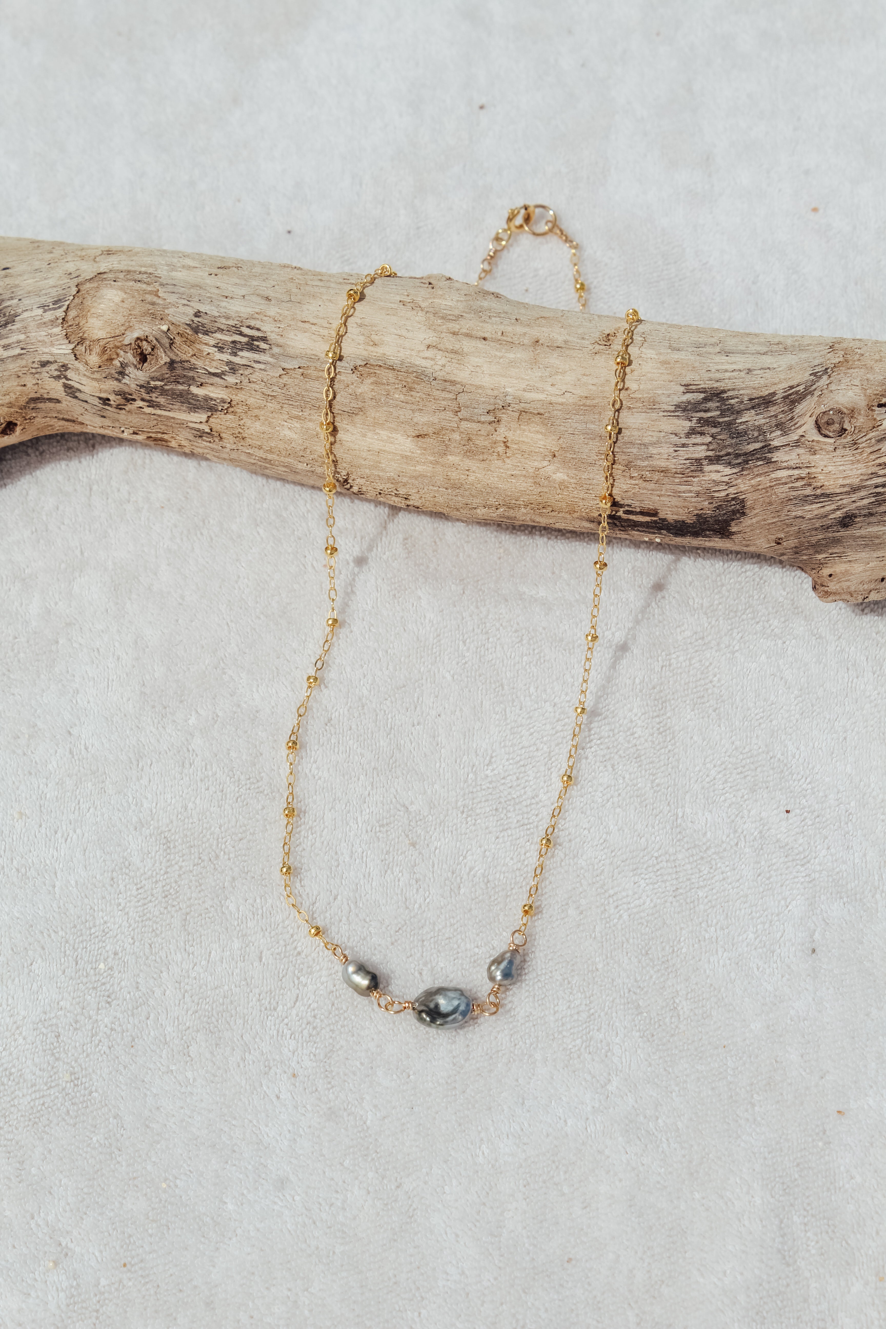 Triple Tahitian Keshi Necklace