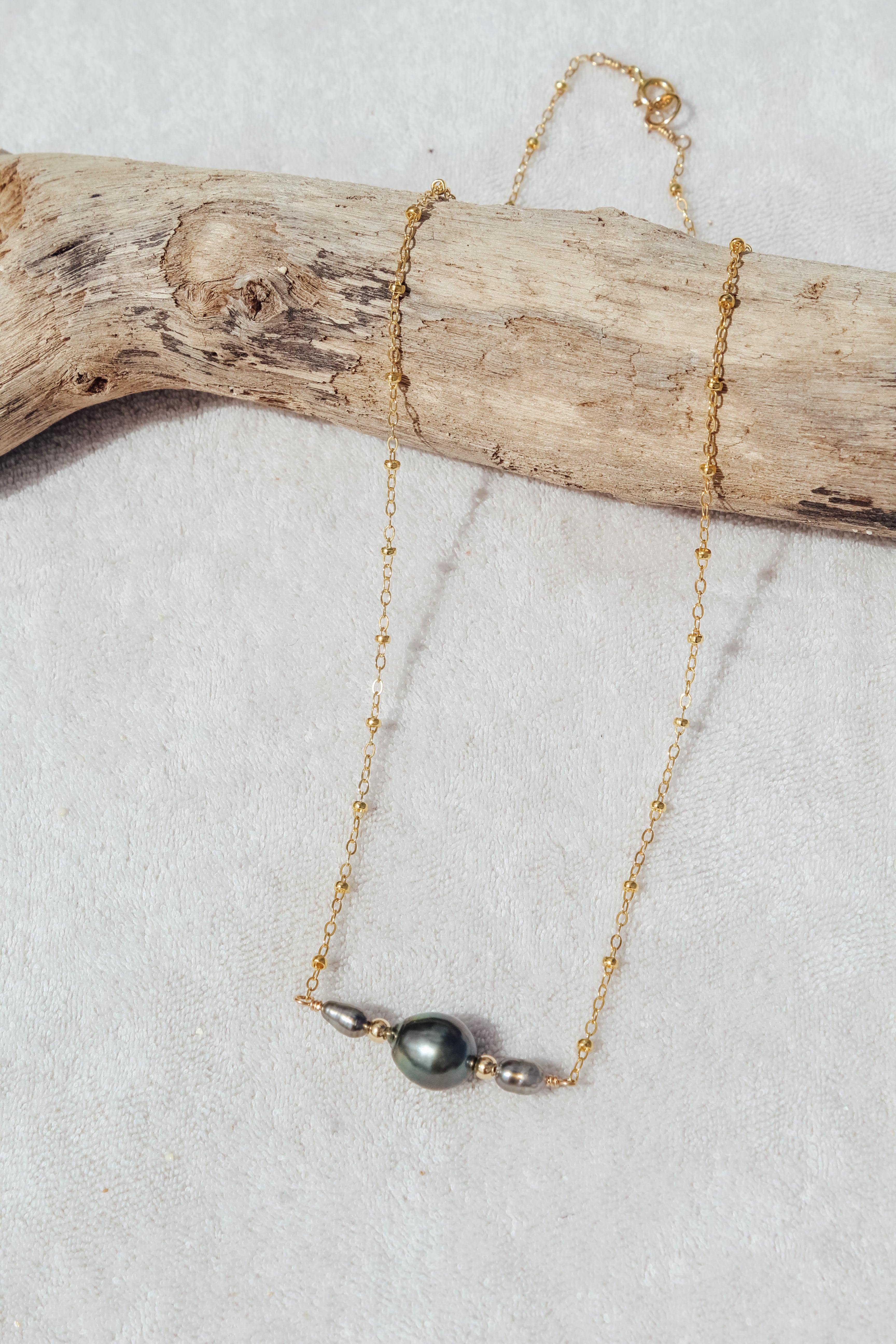 Tahitian Keshi Bar Necklace