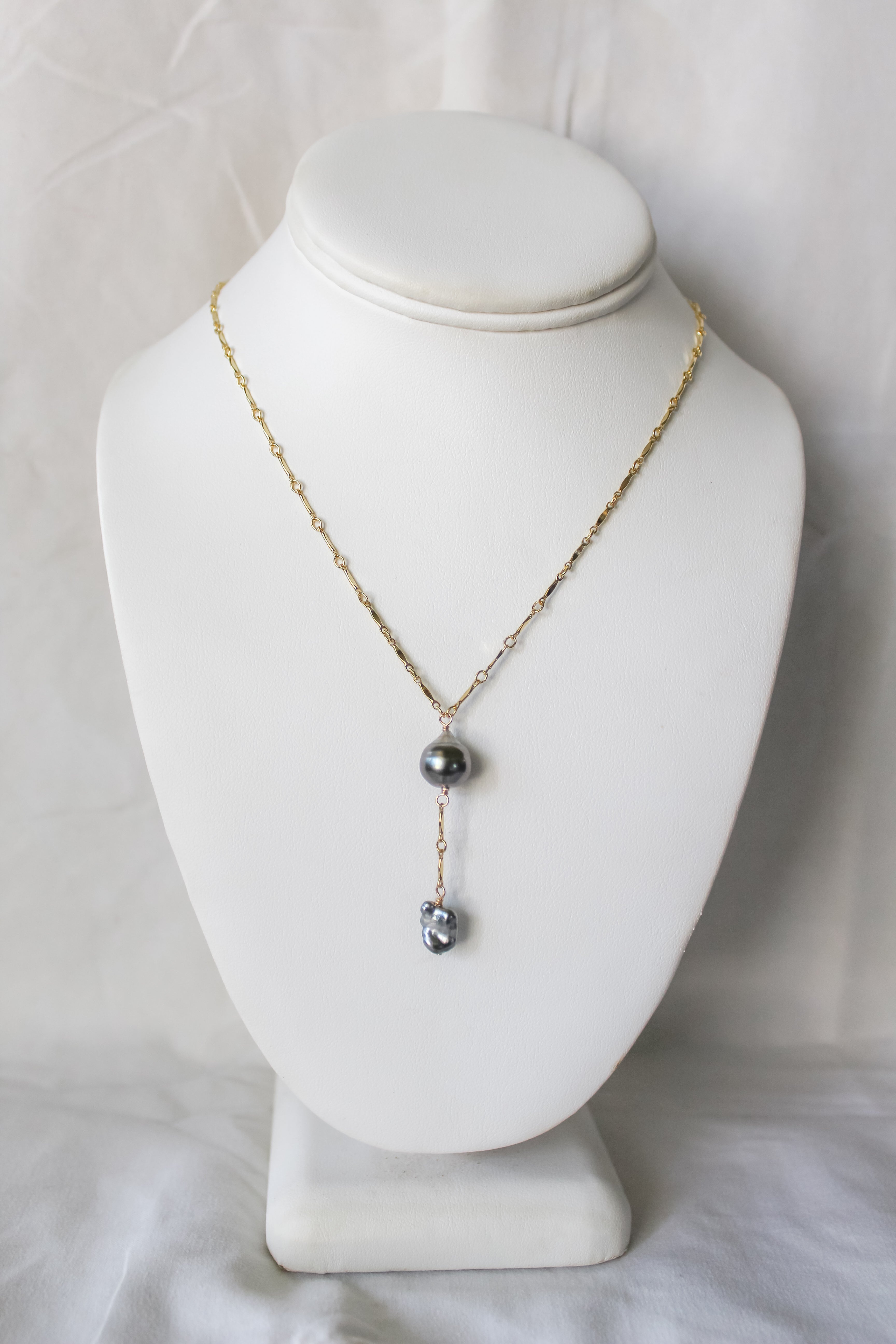 Tahitian Keshi + Pearl Lariat