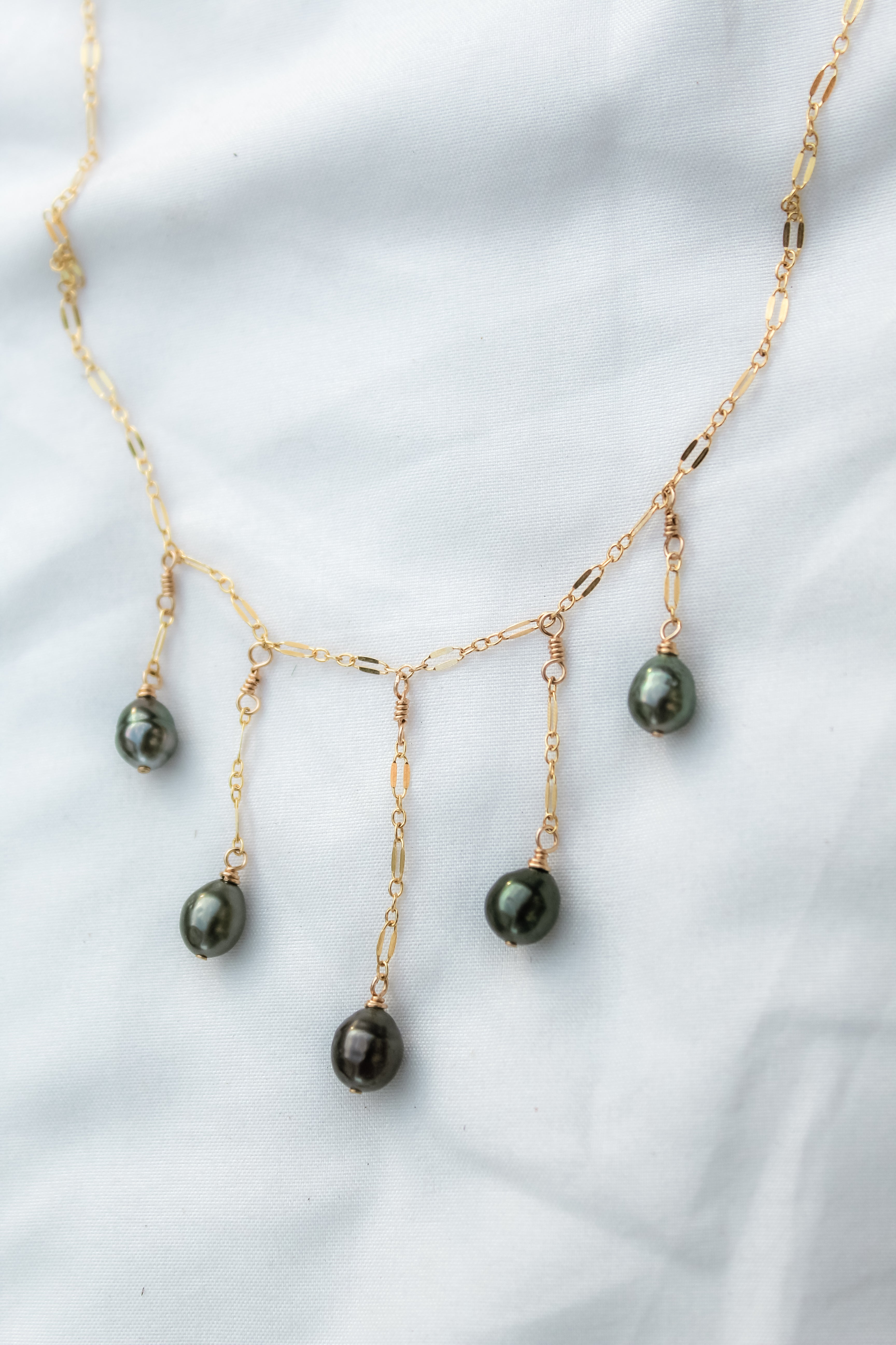 Tahitian Keshi Waterfall Necklace