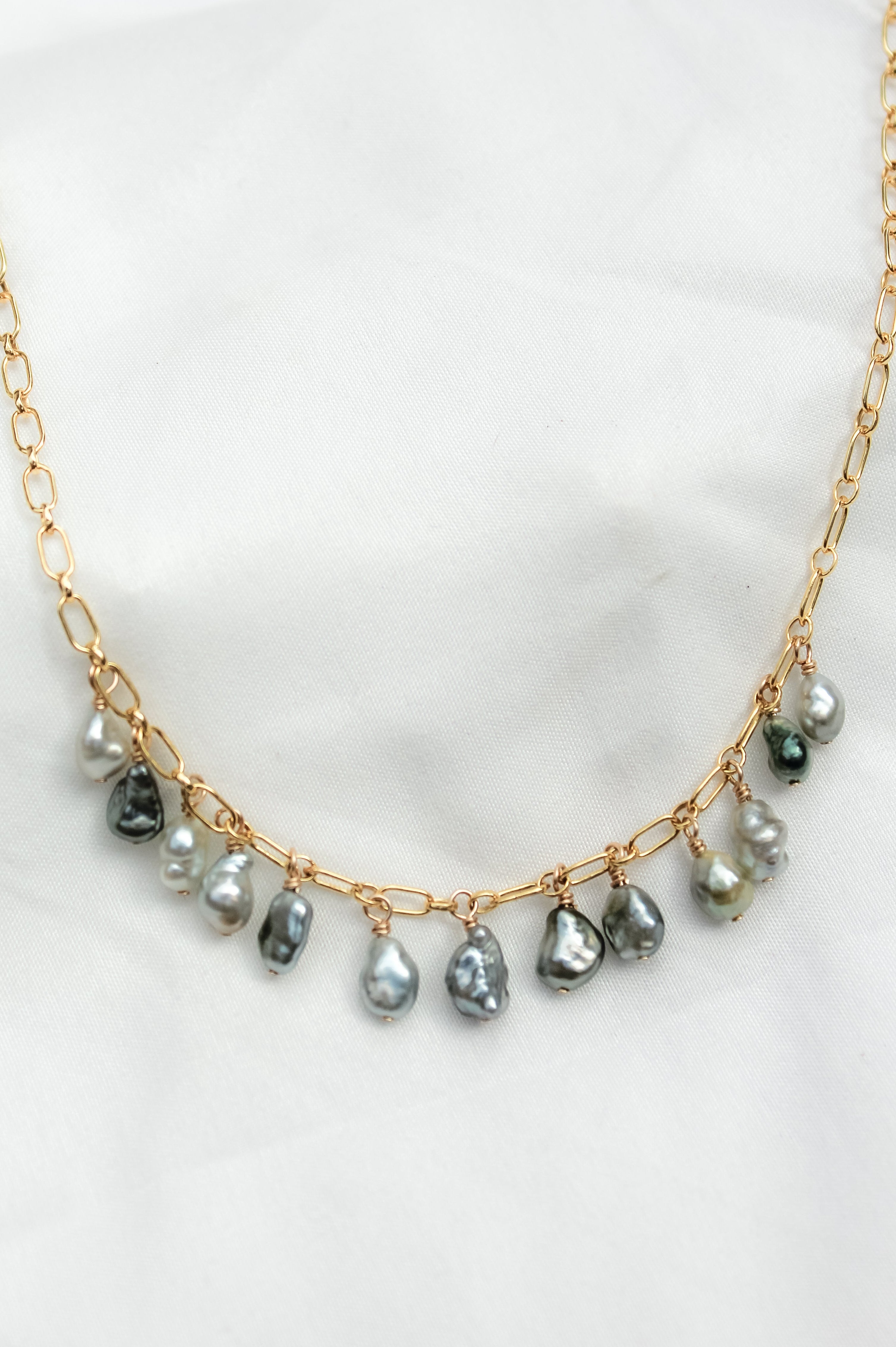 13 Tahitian Keshi Charm Necklace