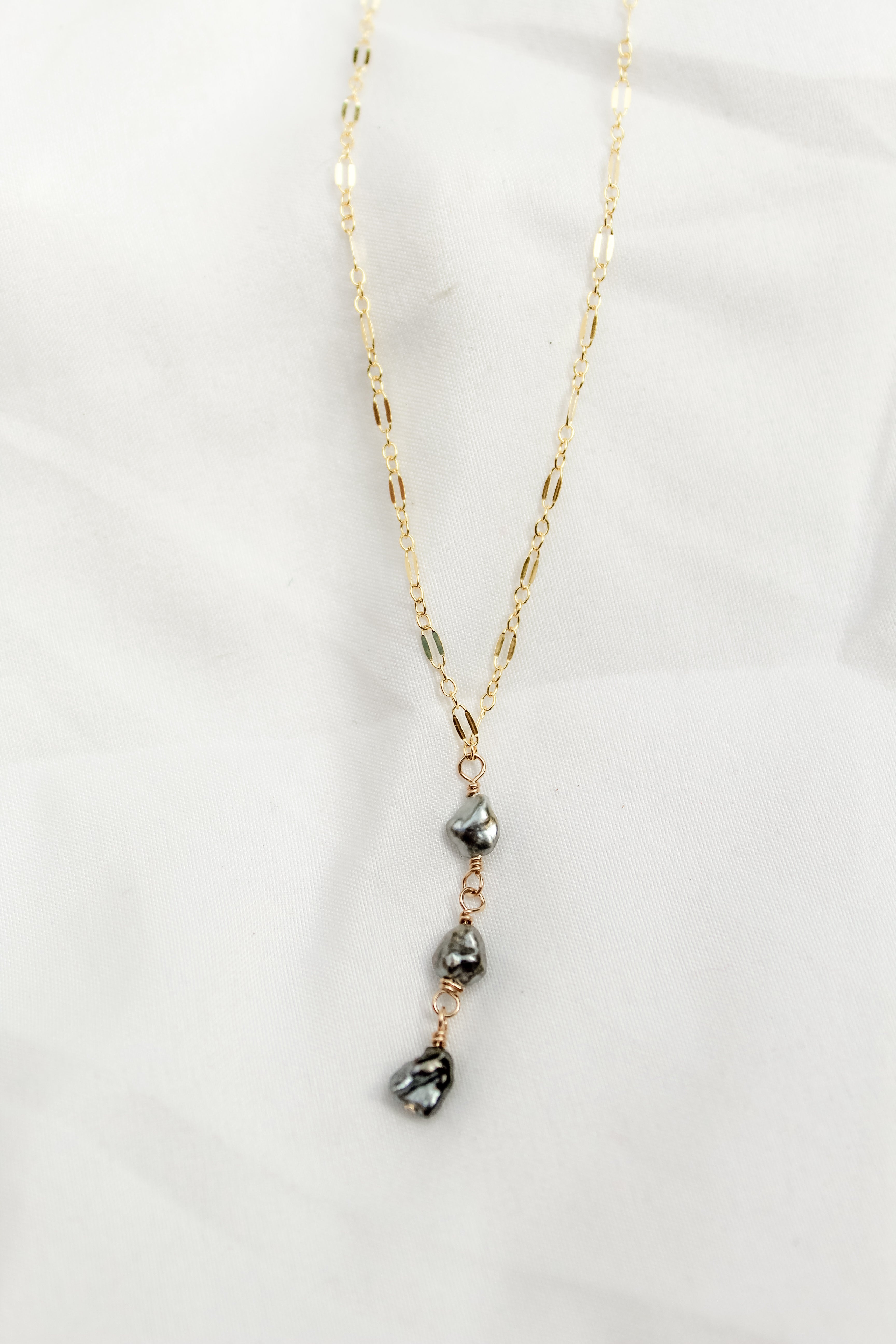 Triple Tahitian Keshi Lariat